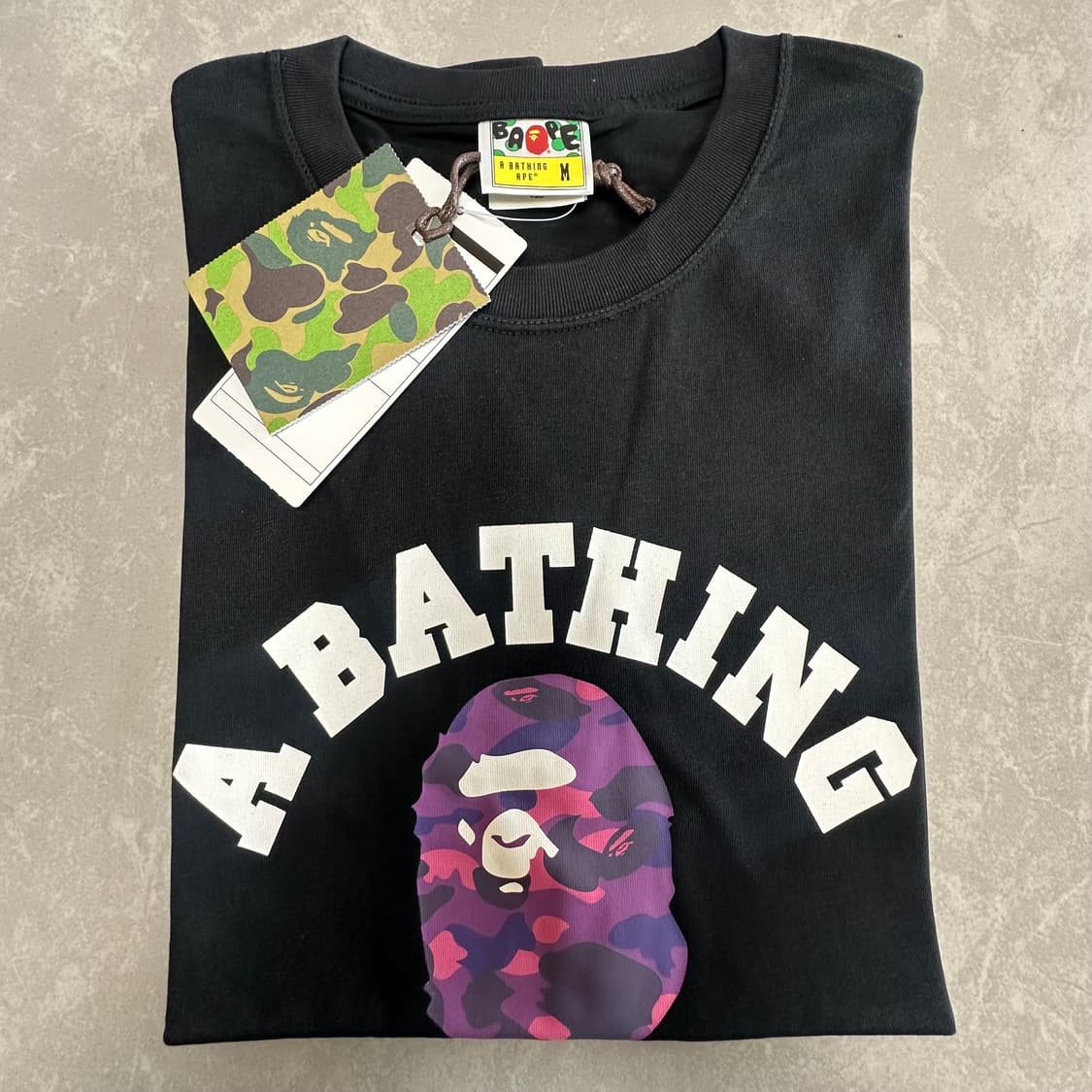 베이프 카모 컬리지 티셔츠 블랙 퍼플 상품이미지3
