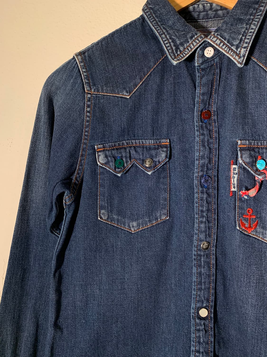 블루블루 터키석 콘초 버튼 자수 청자켓 상품이미지2