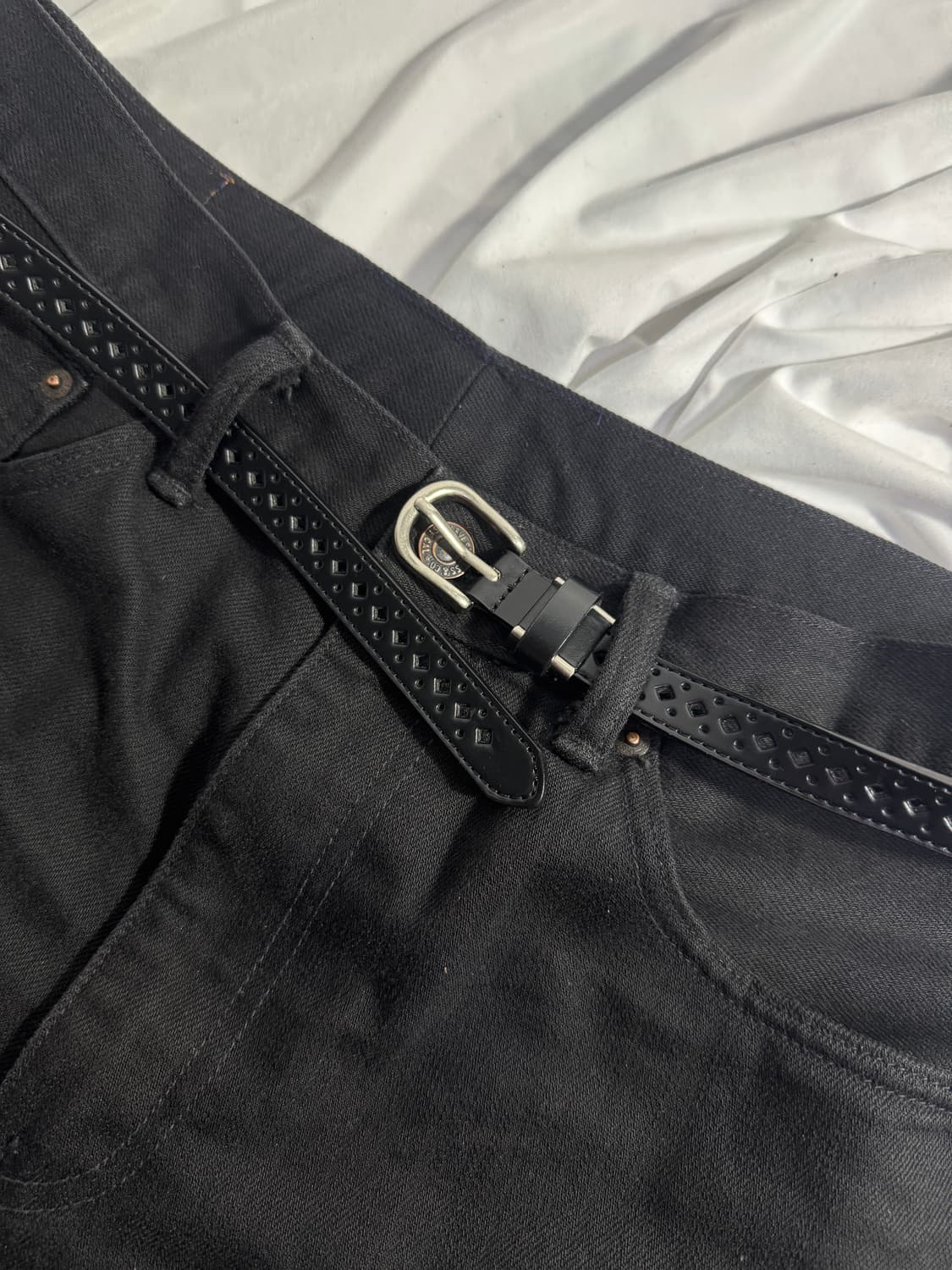 빈티지 펀칭 레더 벨트 웨스턴 상품이미지4