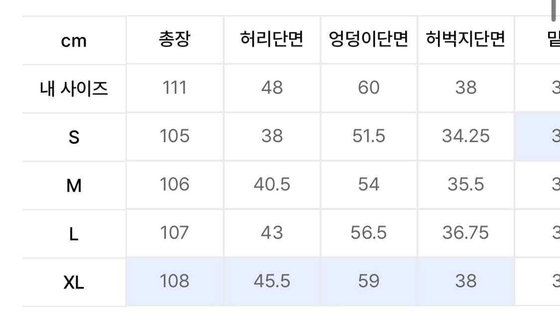 택 제거 새상품) 포트너스 와이드 데님팬츠 (라이트 블루, L) 상품이미지5