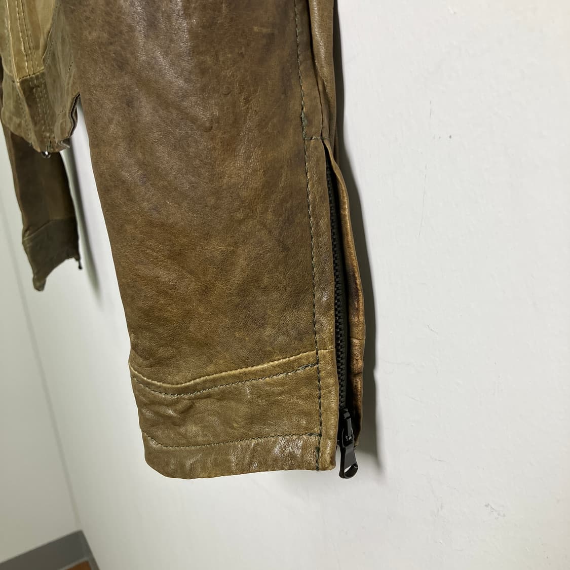 Armani 아르마니 진스 램스킨 투웨이 레더 자켓 36 상품이미지8