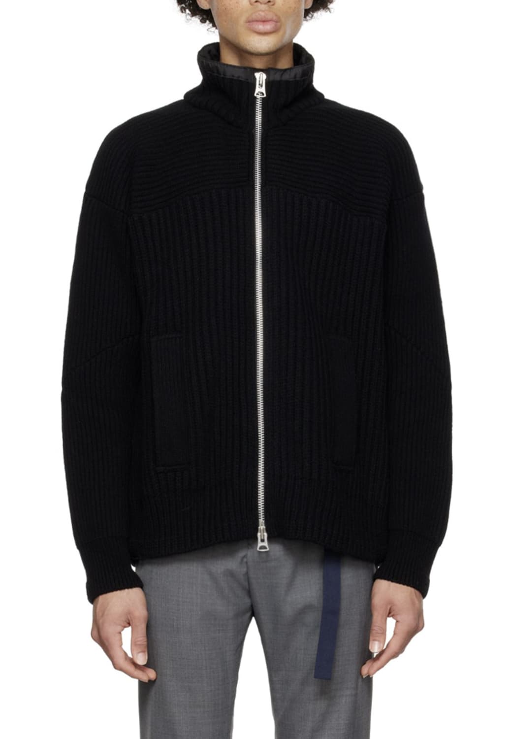 [3사이즈] 사카이 블랙 스포츠 믹스 니트집업 상품이미지1