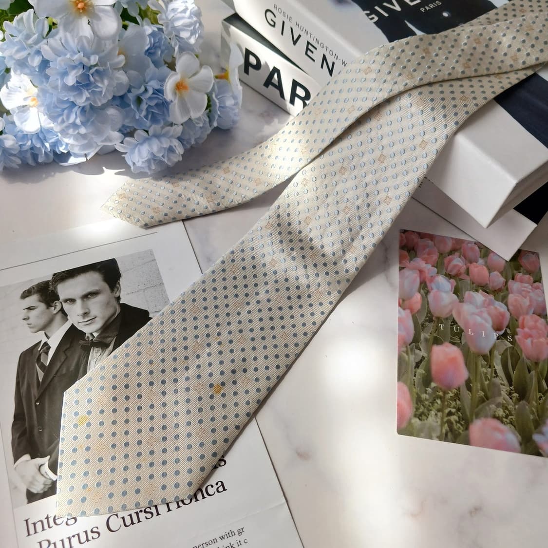 지방시 실크 크림화이트 도트 패턴 넥타이 8.8cm B등급 E795
 상품이미지3