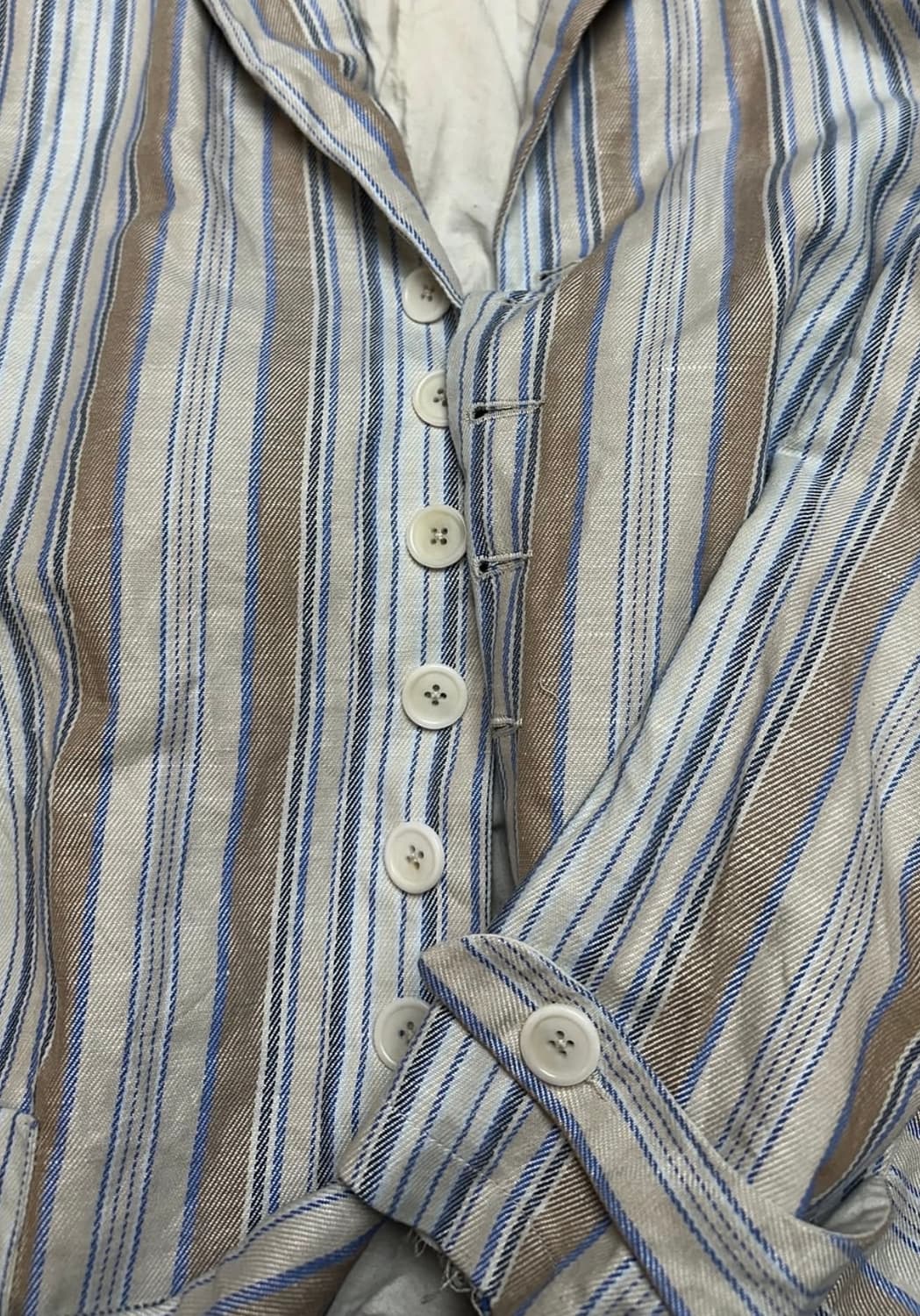 투빌더스 하우스 컬렉션 라인 린넨 스트라이프 코트 상품이미지2