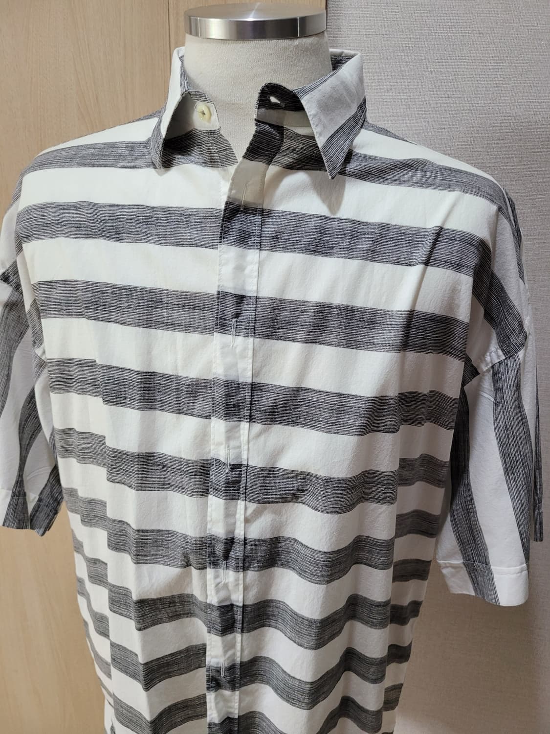 자라맨 ZARAMAN 스트라이프 반팔셔츠 120 화이트 상품이미지2