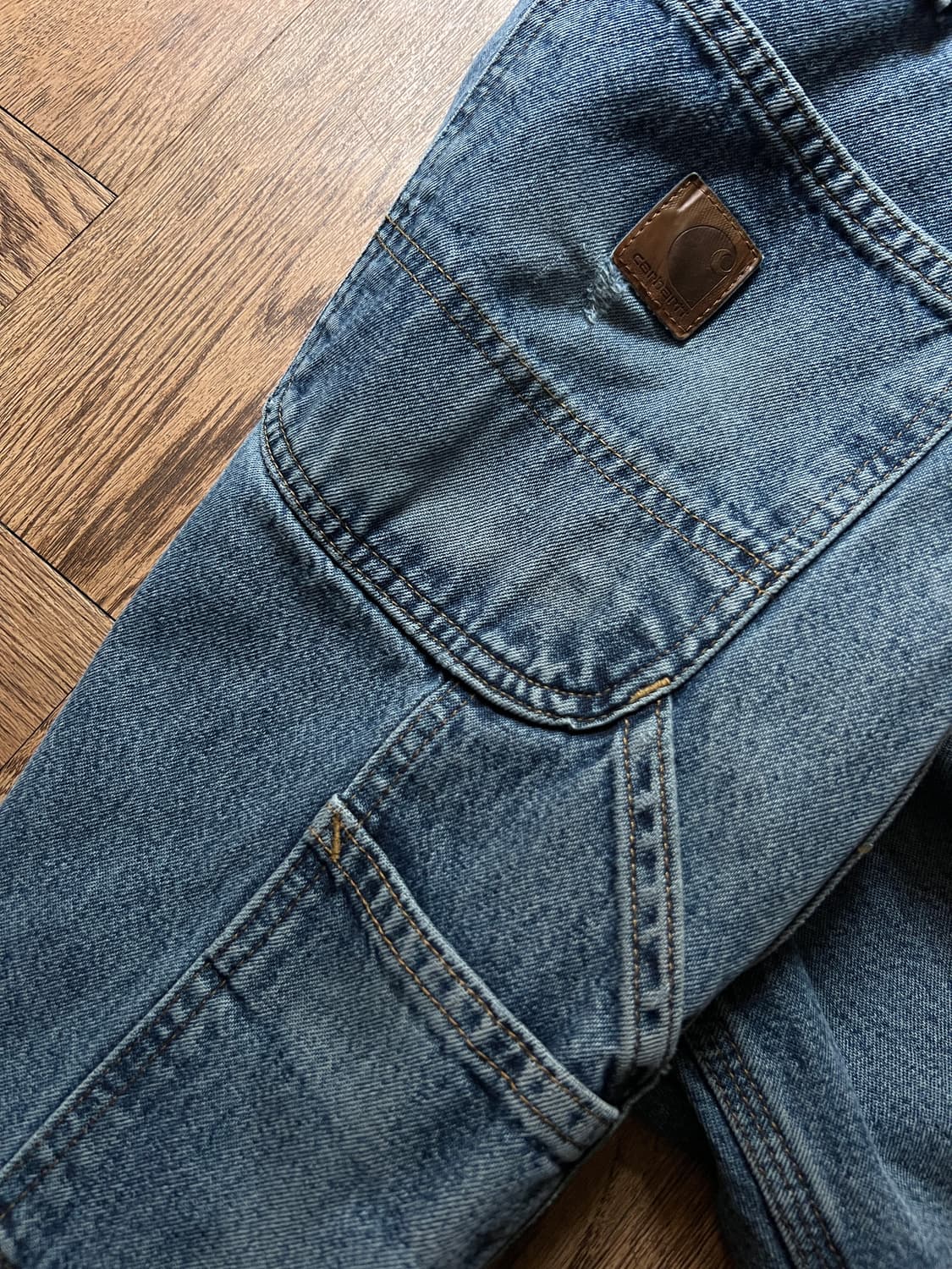 [36]칼하트 USA 덩가리핏 빈티지 워싱 싱글니 카펜터 워크 데님 팬츠 상품이미지7