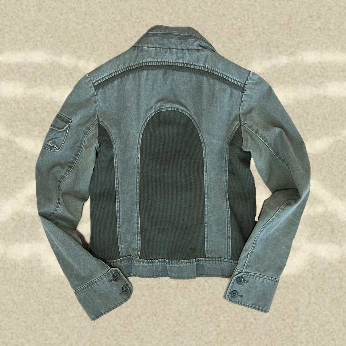 •Japanese vintage• y2k 카키 코튼자켓 니트 배색 자켓 상품이미지2