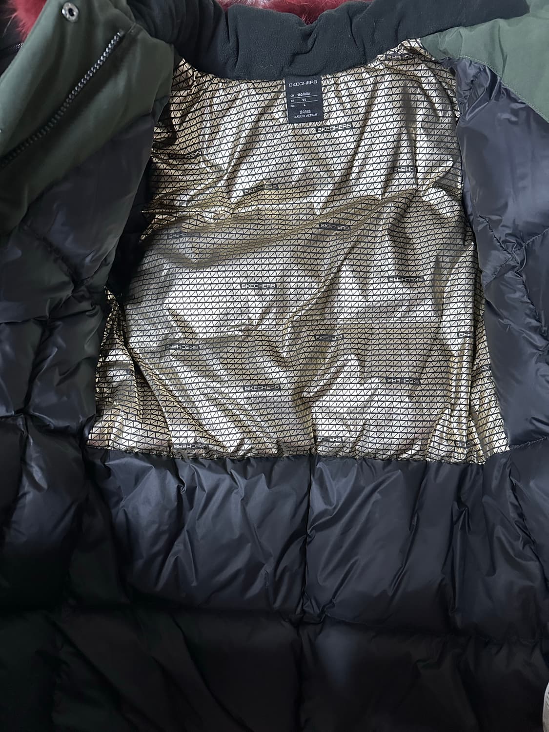 여성용 스케쳐스 롱 구스다운 너구리퍼 모자 롱 패딩 A급 +착샷 있음 상품이미지3