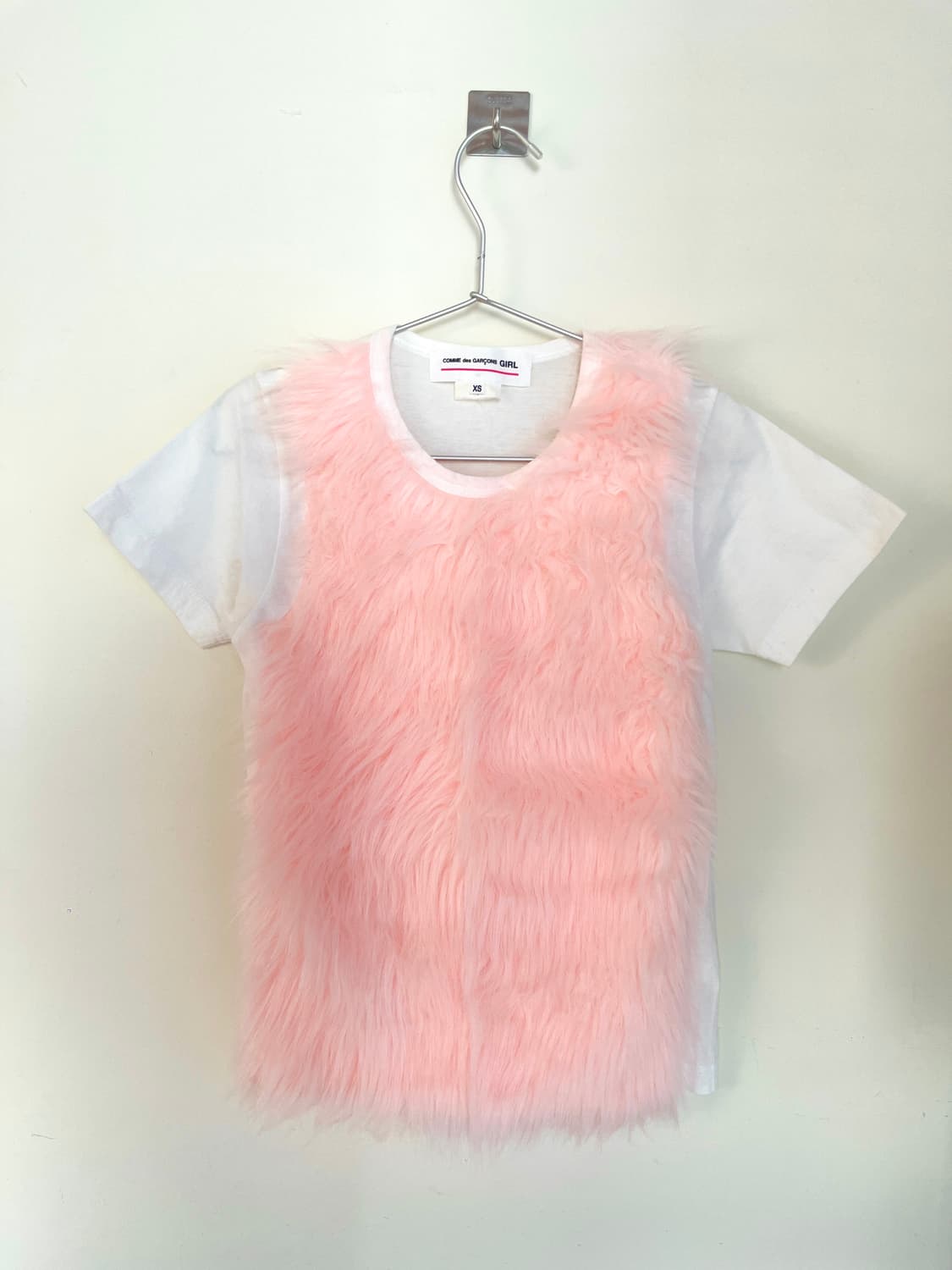 2018 꼼데가르송 걸 핑크 퍼 반팔 티셔츠 상품이미지3