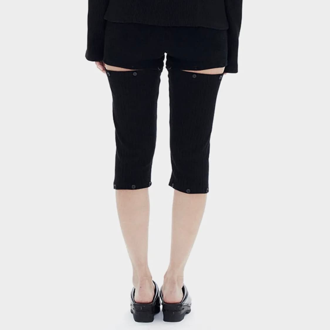 할로미늄 쓰리 파츠 개더 레깅스 블랙 상품이미지3