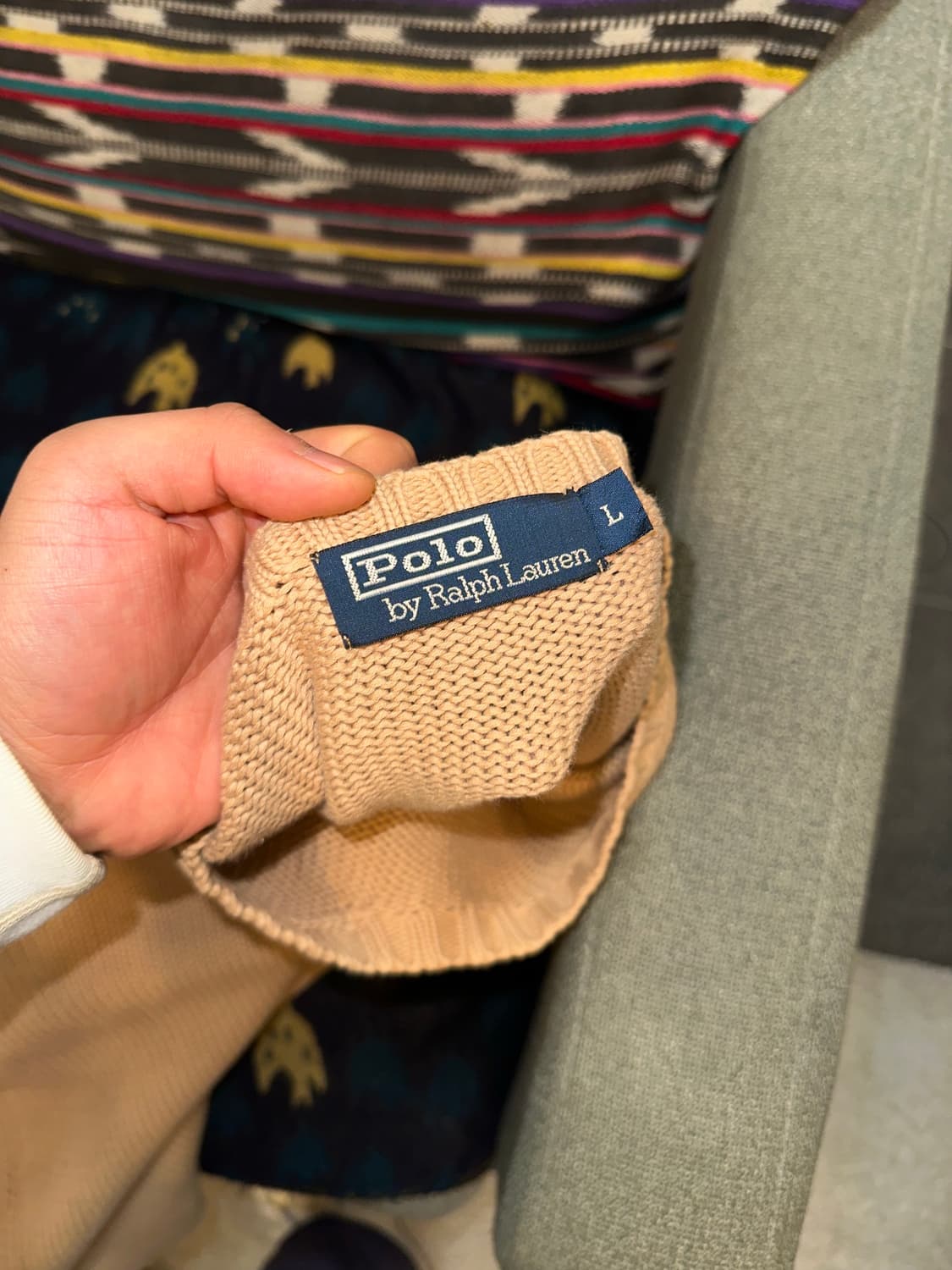 90’s Polo Ralph Lauren logo beige knit 상품이미지9