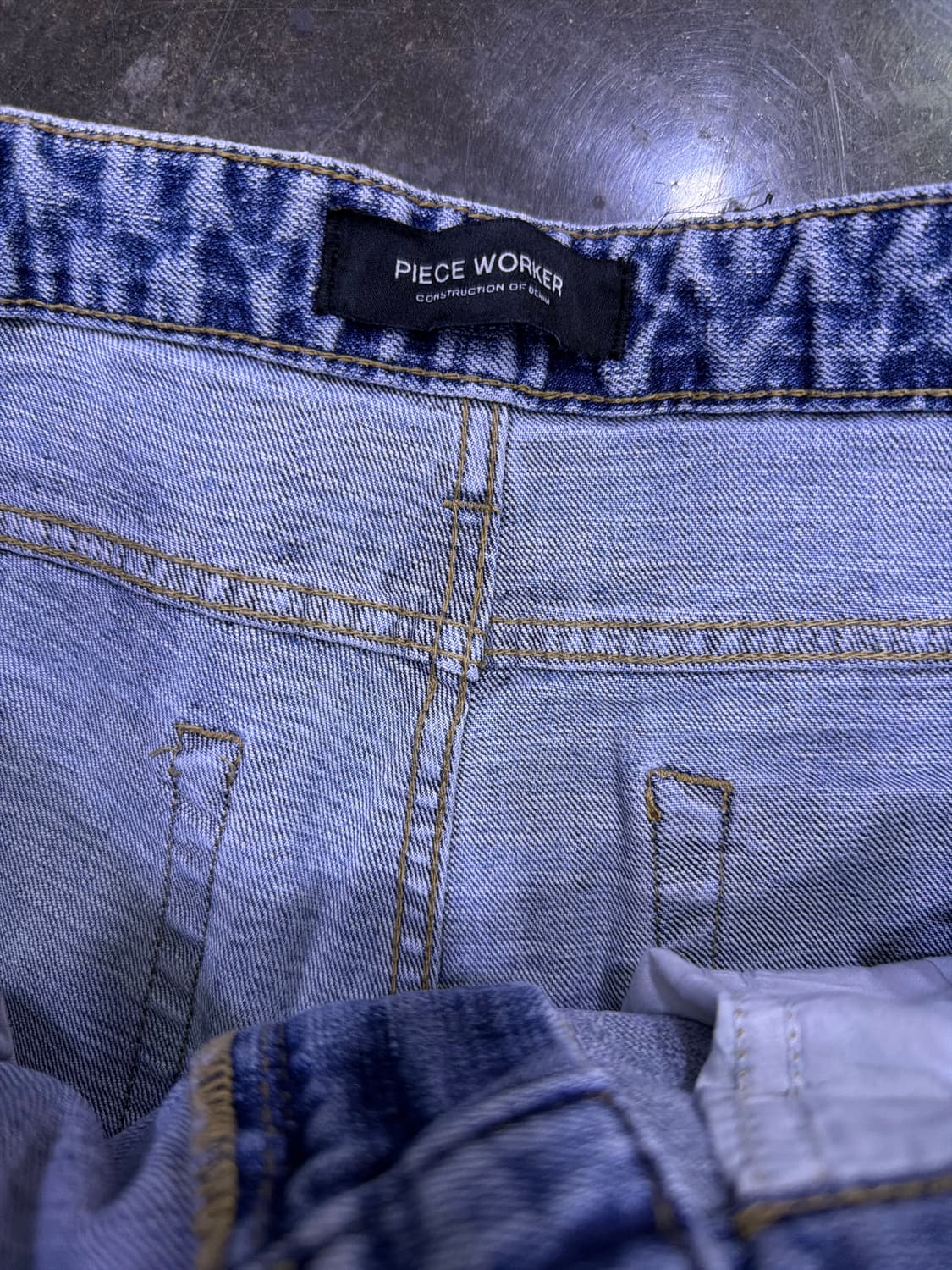 피스워커 중청 워싱 뉴크롭 슬림핏 데님팬츠 34 상품이미지7