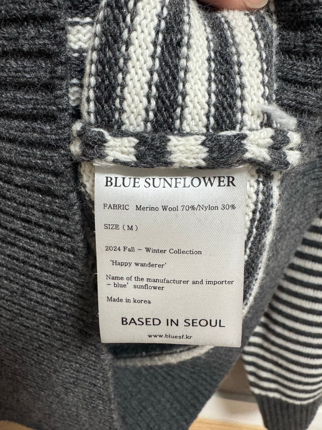 블루썬플라워 스트라이프 하프집업 니트 m 95 상품이미지4