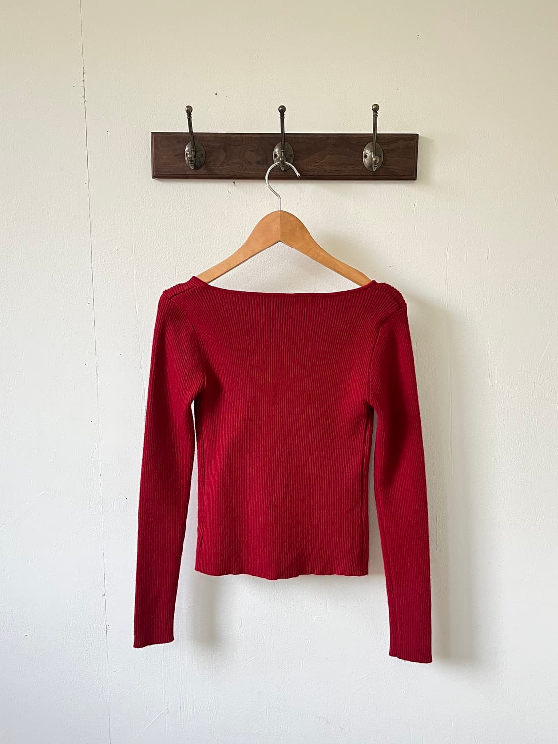 볼륨 업 레드 가디건 상품이미지3