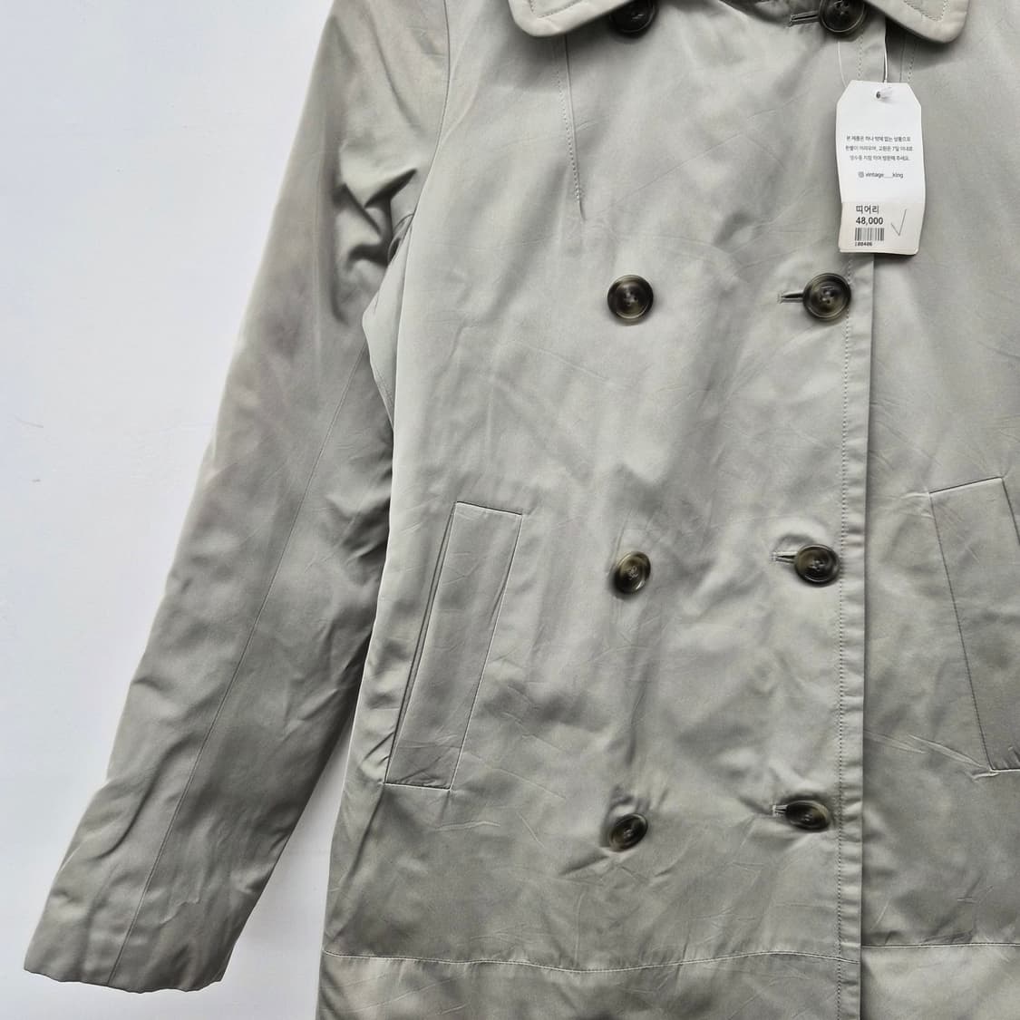 띠어리 더블 버튼 코트 그레이 여성 S 상품이미지2