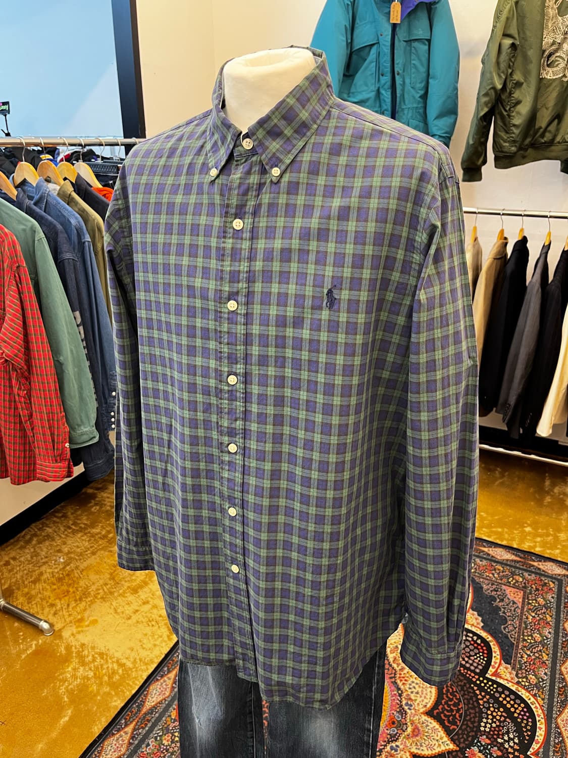 폴로 랄프 로렌 체크 셔츠 네이비 상품이미지2