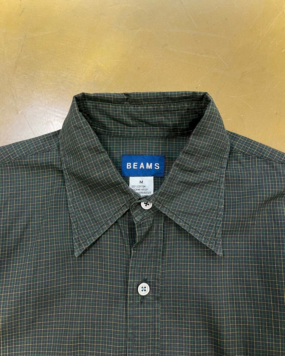 90s Old BEAMS Archive Green Check Shirt 상품이미지4