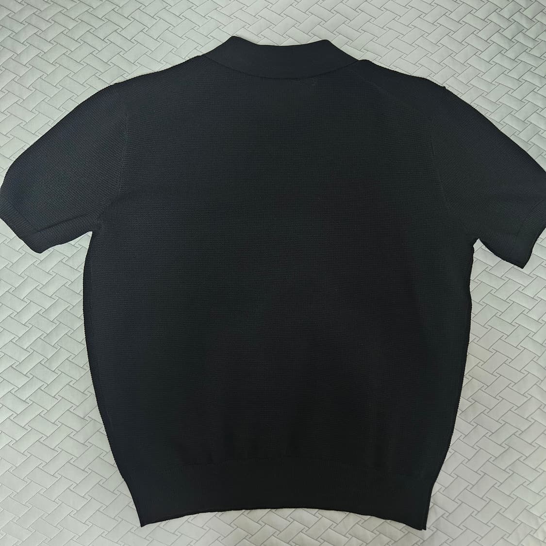 스파오 카라 반팔 니트 블랙 L 상품이미지2
