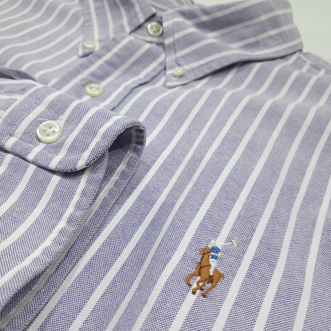 CL947 XL 폴로 커스텀핏 라벤더 스트라이프 옥스포드 셔츠 상품이미지4