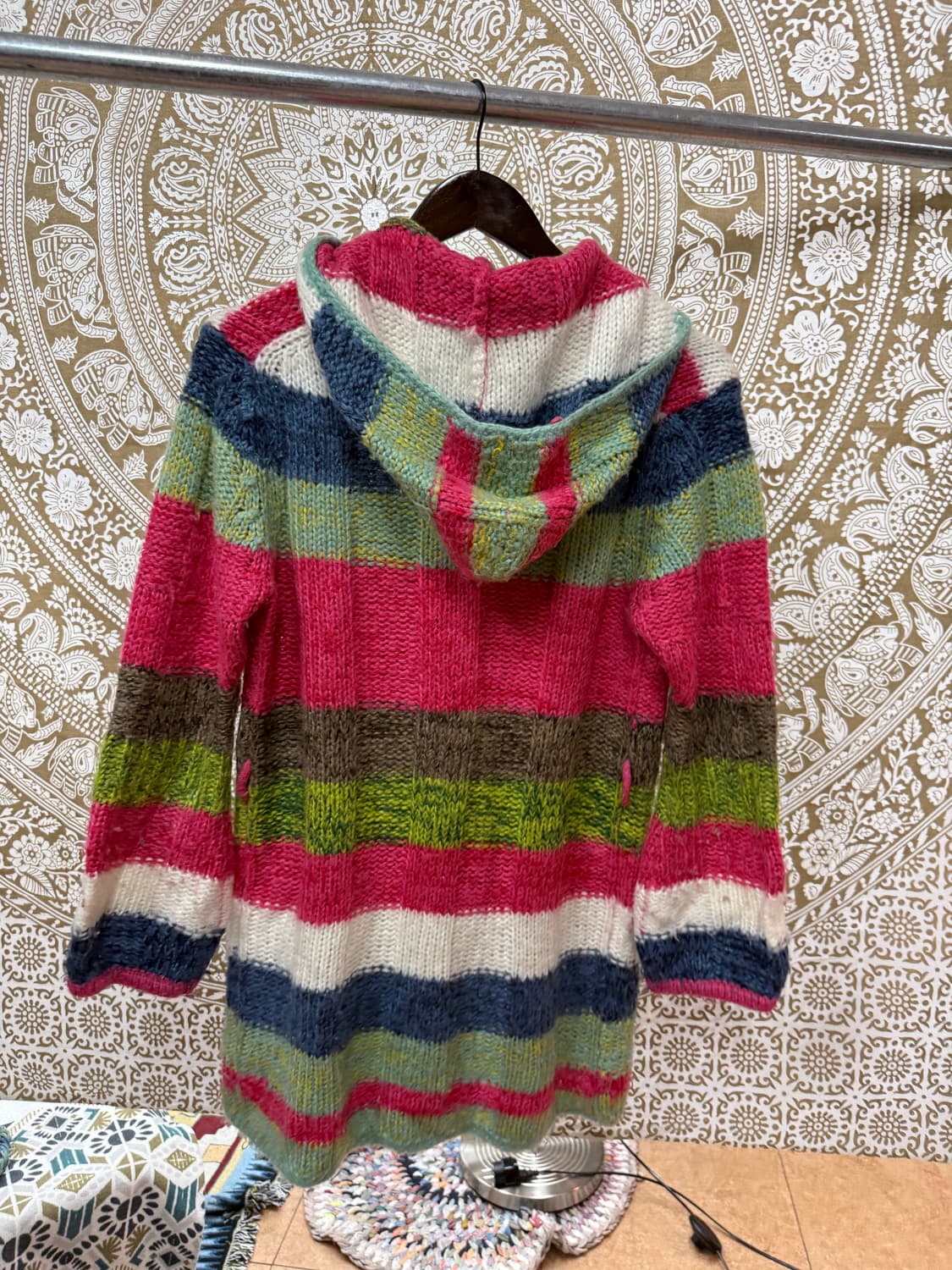 빈티지 왕버튼 스트라이프 니트 후드 가디건  상품이미지4