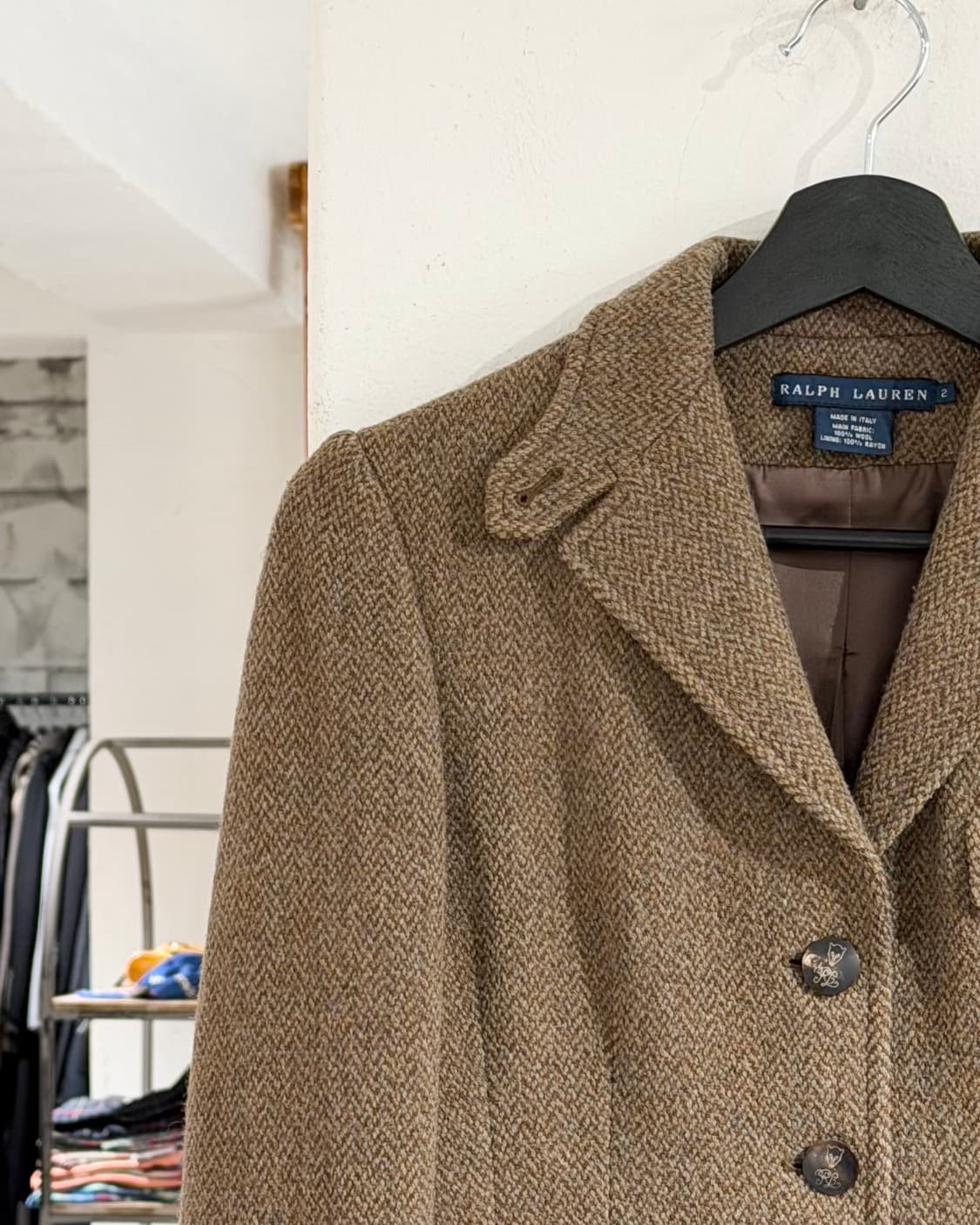 랄프로렌 브라운 헤링본 울 싱글 블레이저 상품이미지2