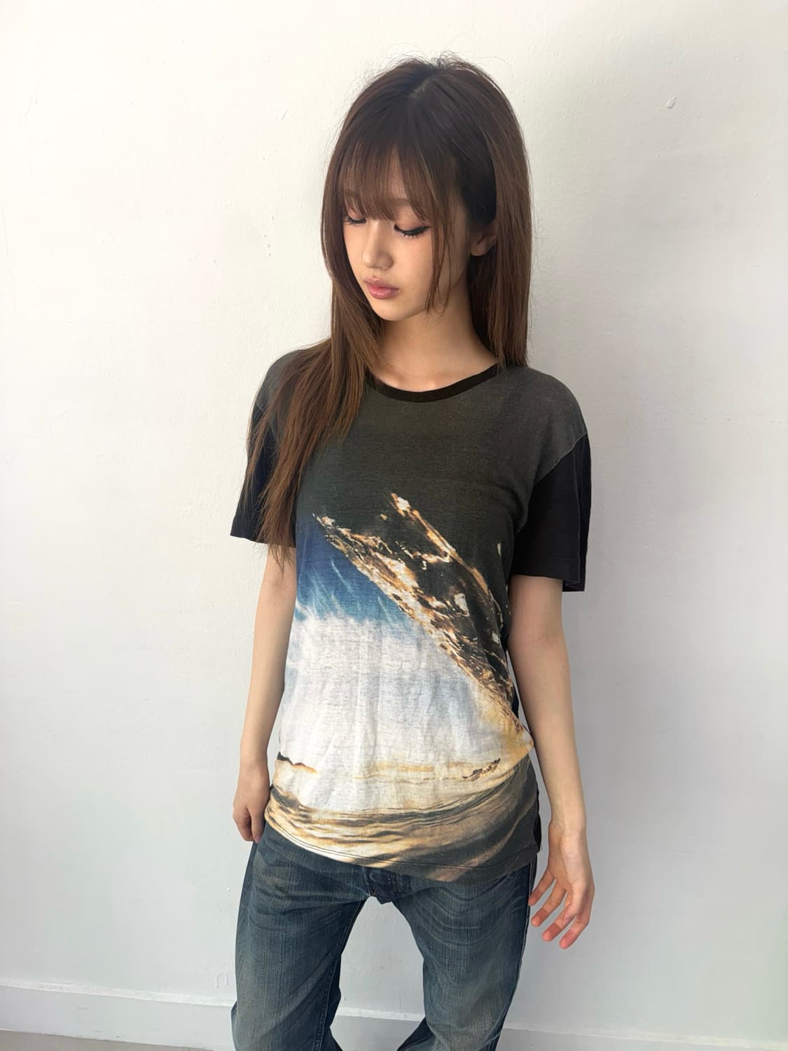 IRO Paris 웨이브 그래픽 린넨 반팔 상품이미지1