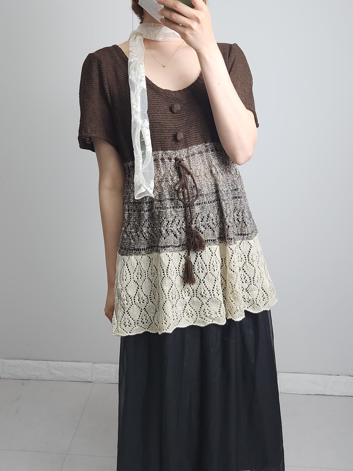 반소매 배색 니트 상품이미지5