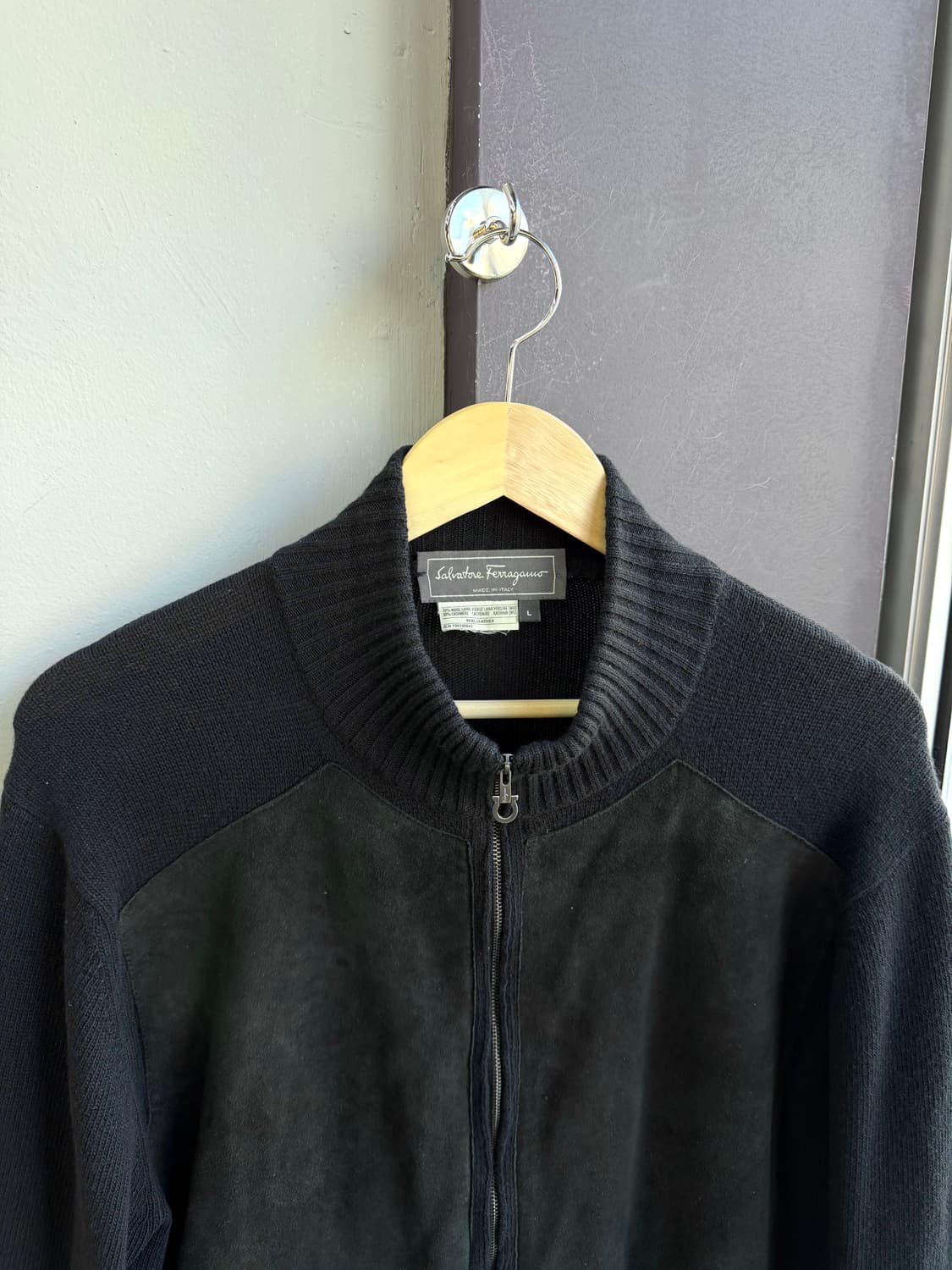 .L/ 페라가모 스웨이드 캐시미어 니트 집업 상품이미지4