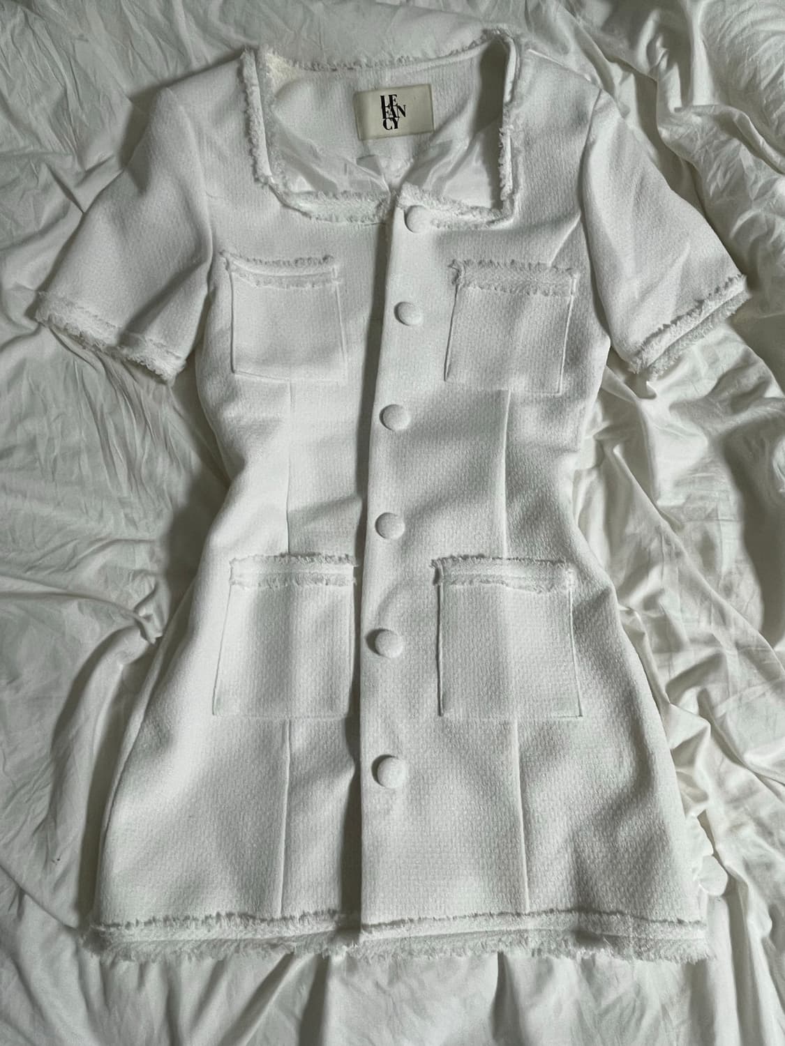 반팔 여름 트위드 원피스 상품이미지1