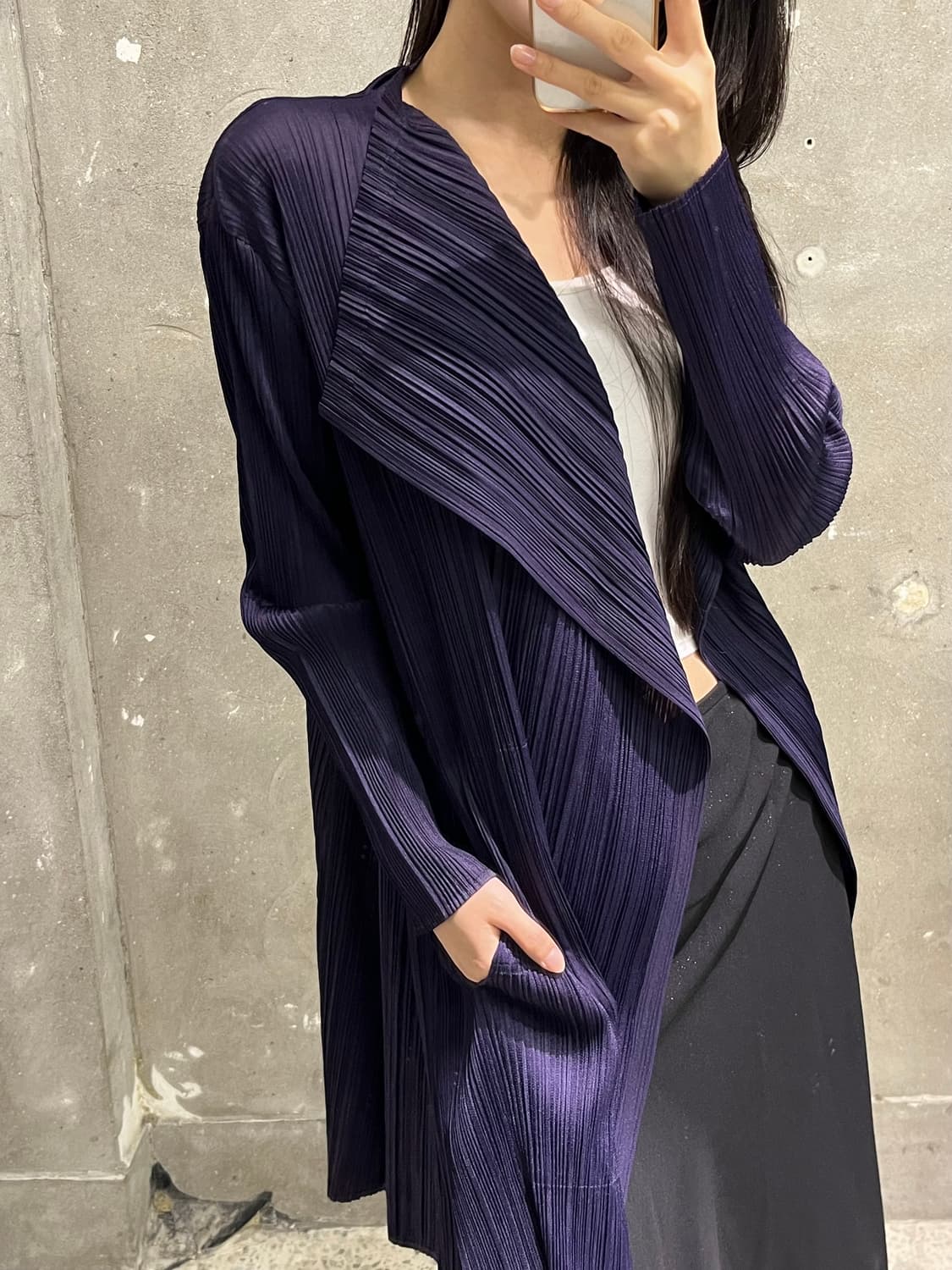 Pleats Please 플리츠플리즈 퍼플 오픈 롱 가디건 상품이미지1