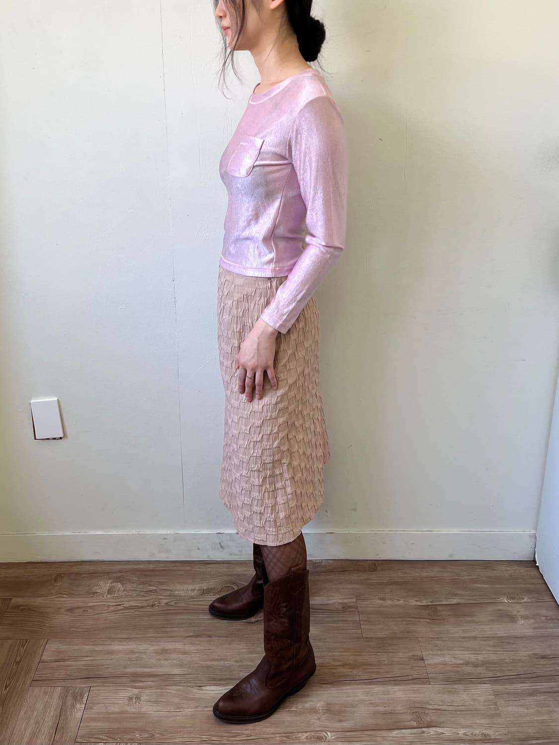 DANAPARIS 인디핑크 블럭 스커트 상품이미지8