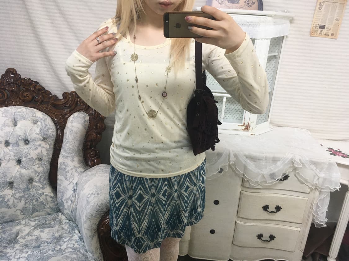 일본빈티지 아이보리 별 패턴 롱슬리브 상품이미지4