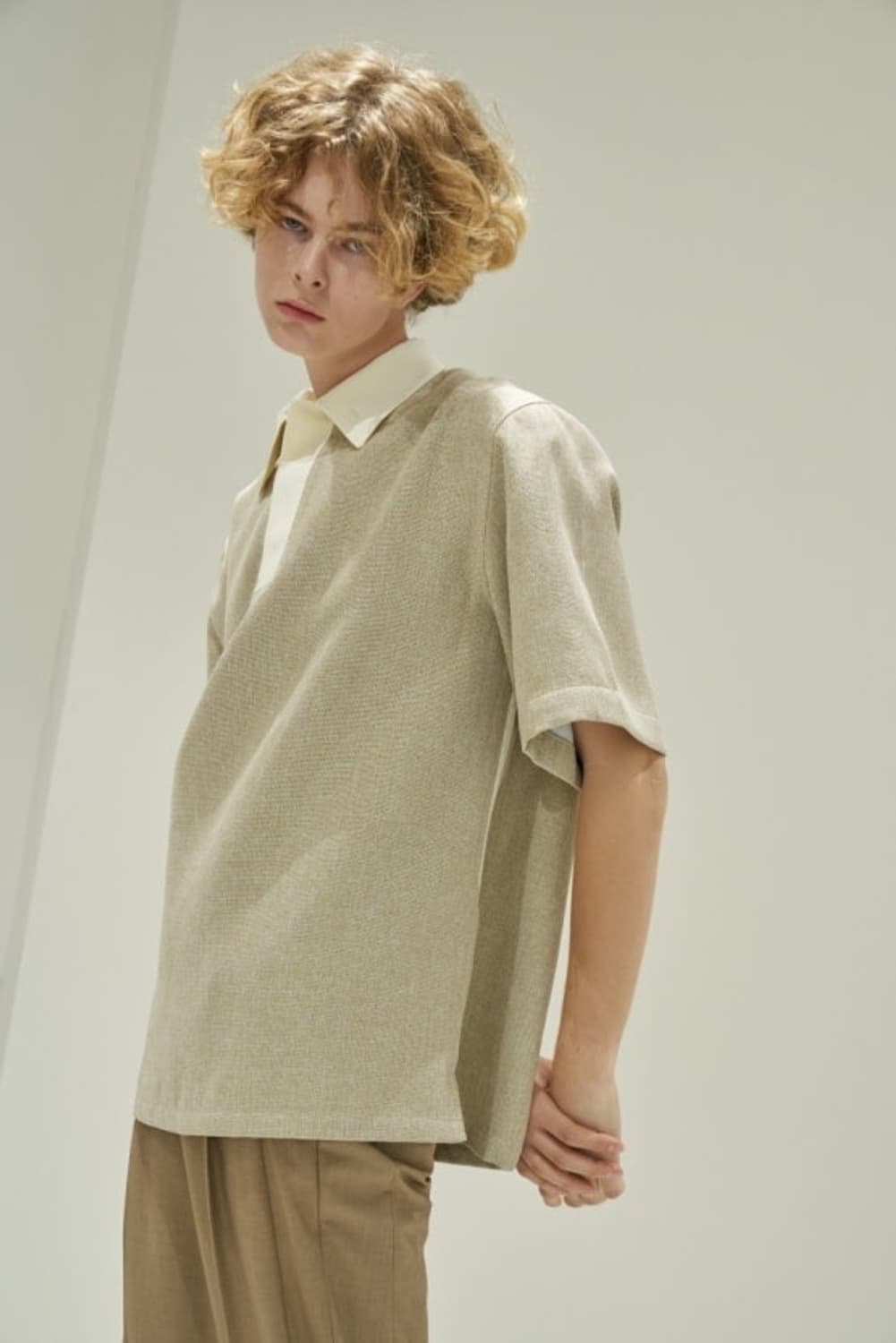 [L]STU x llud Cutoff Collar T-shirt gray 상품이미지2