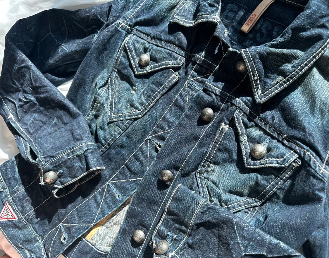 Guess 게스 딥블루 데님자켓 딱붙핏 갸루.y2k 상품이미지2