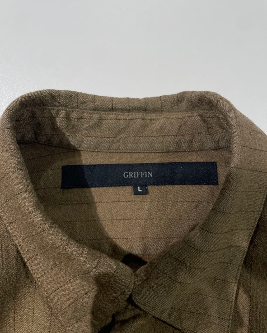 그리핀 브라운 울 패널 스트라이프 셔츠 상품이미지7