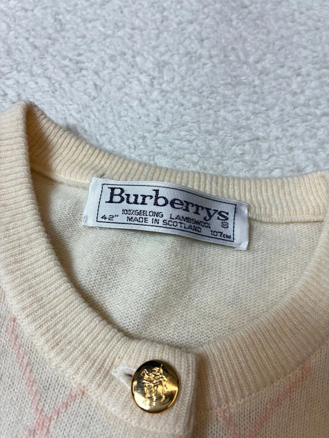 버버리 90'S 아가일 금장 버튼 램스울 니트 가디건 PN7000 상품이미지7