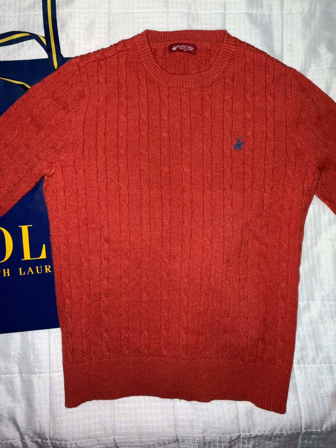 폴로 오렌지 꽈배기니트 상품이미지1