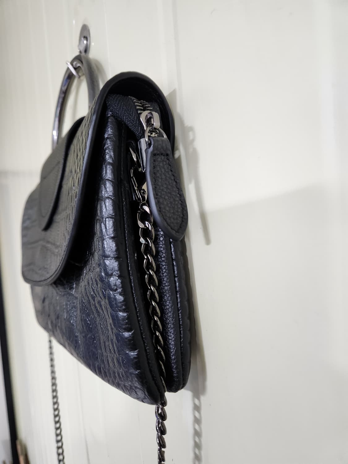 지센 블랙 악어 패턴 핸드백 상품이미지8