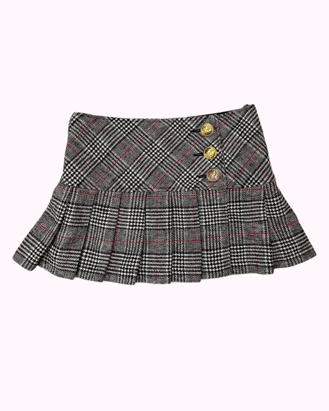 button wool pleats check skirt 상품이미지2
