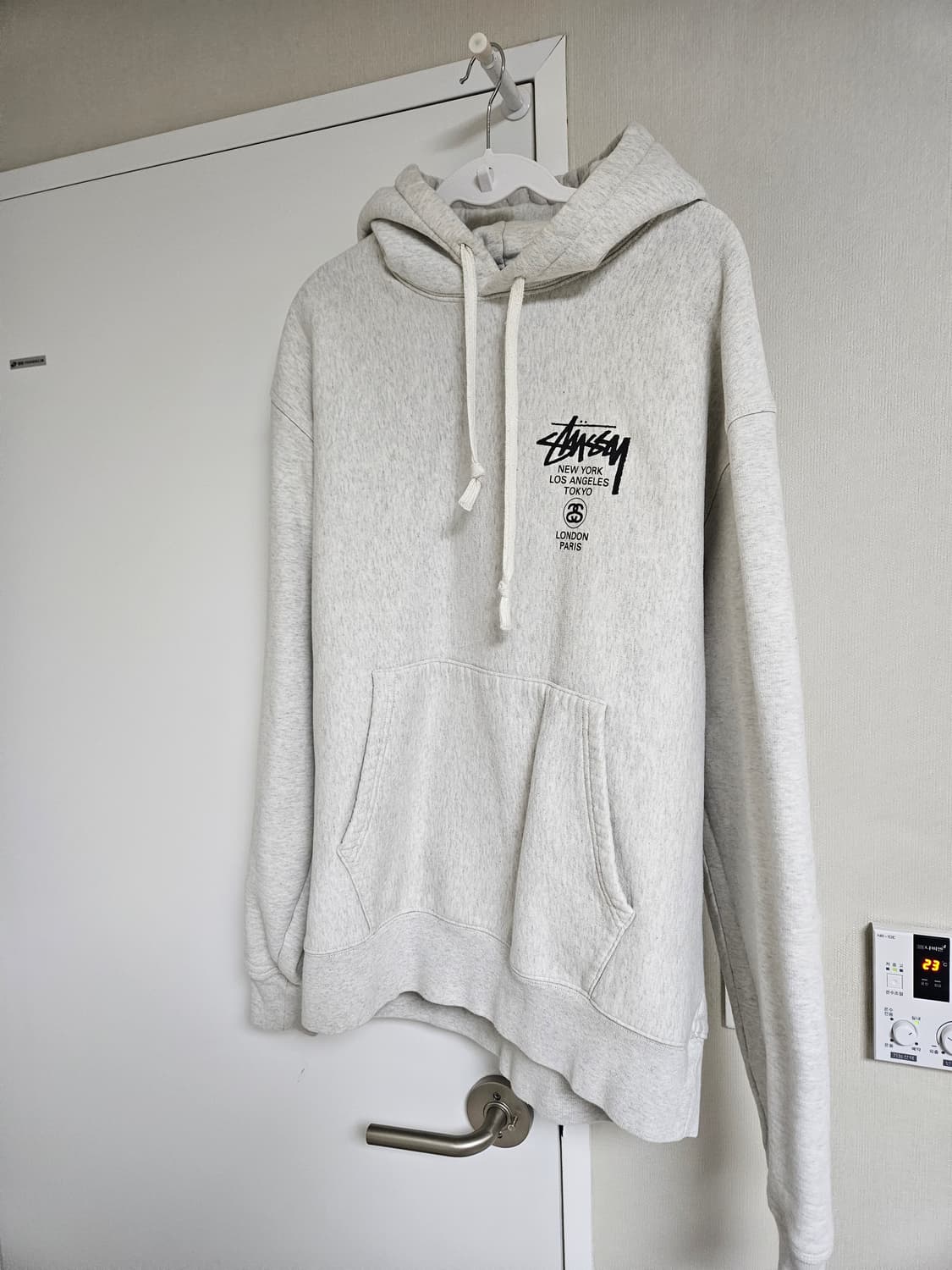 스투시 월드투어 후드 애쉬 헤더 2022 XL 상품이미지3