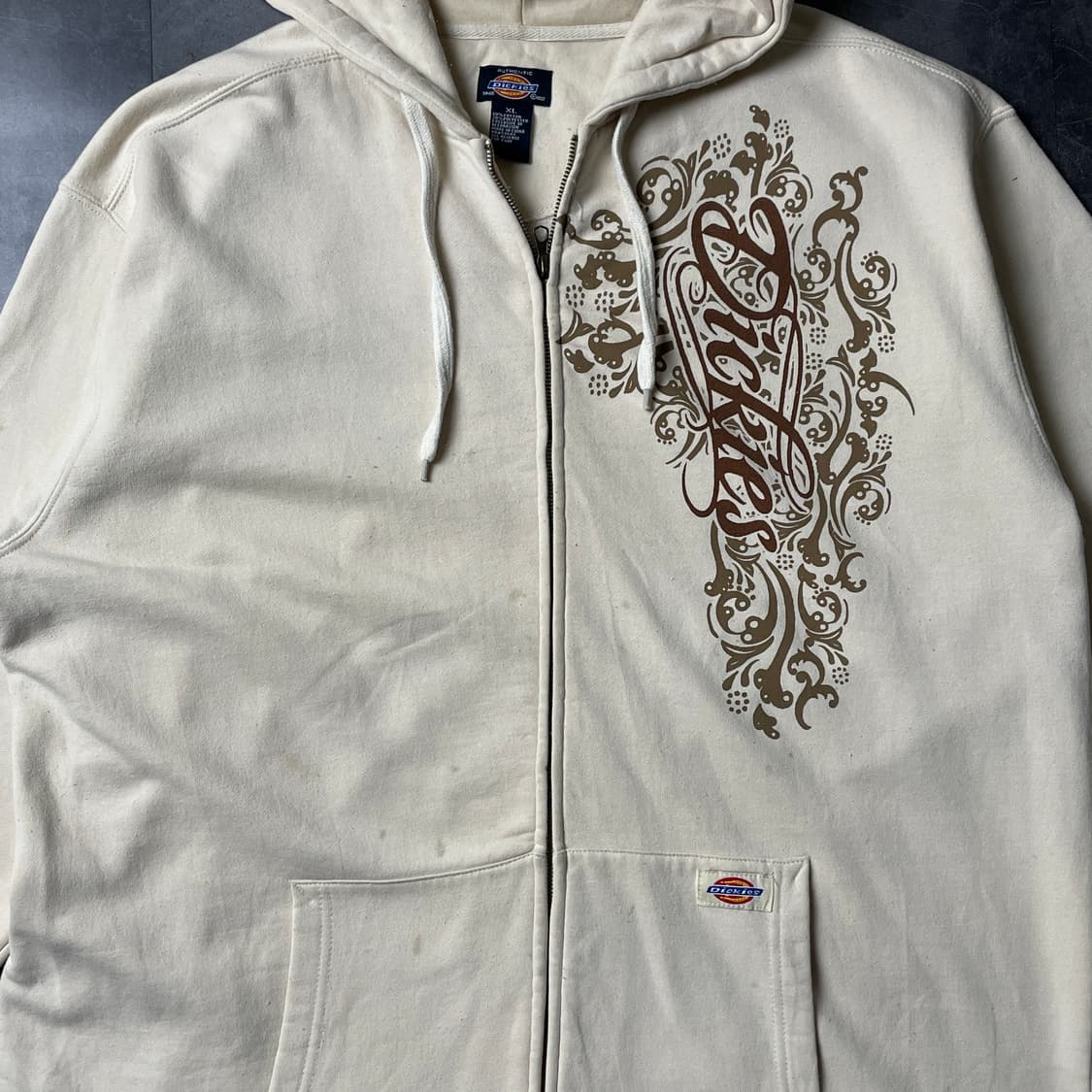 DICKIES 디키즈 빈티지 아이보리 기모 후드 집업 A00870 상품이미지3
