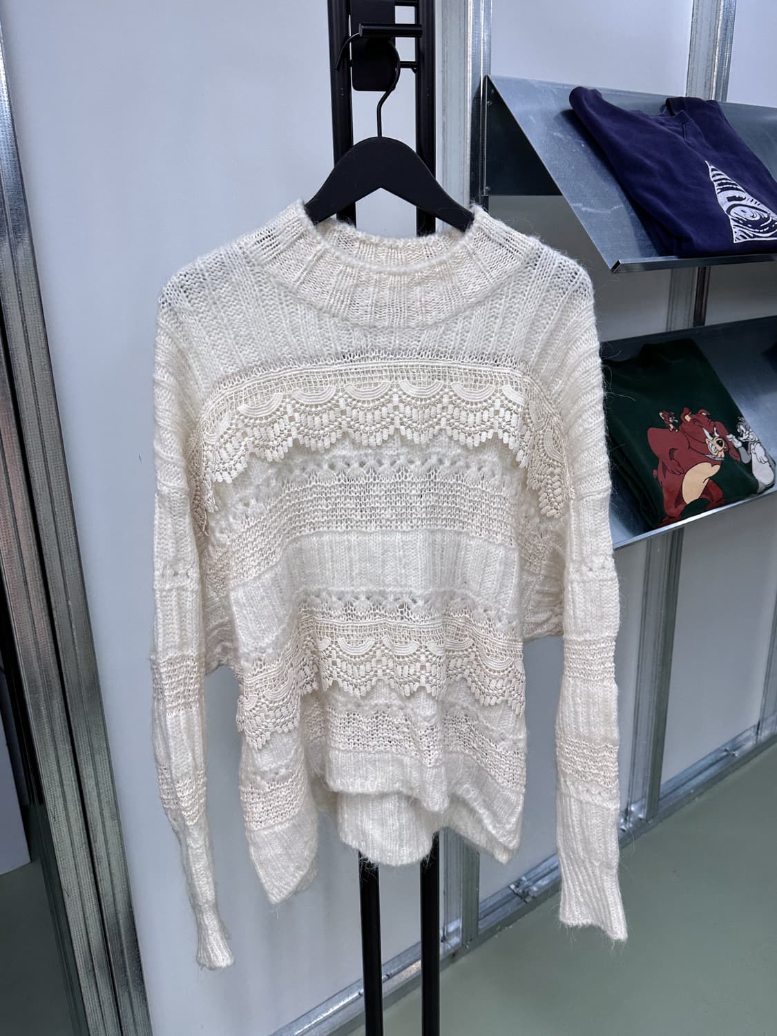 zara ivory lace half neck oversized knit 상품이미지3