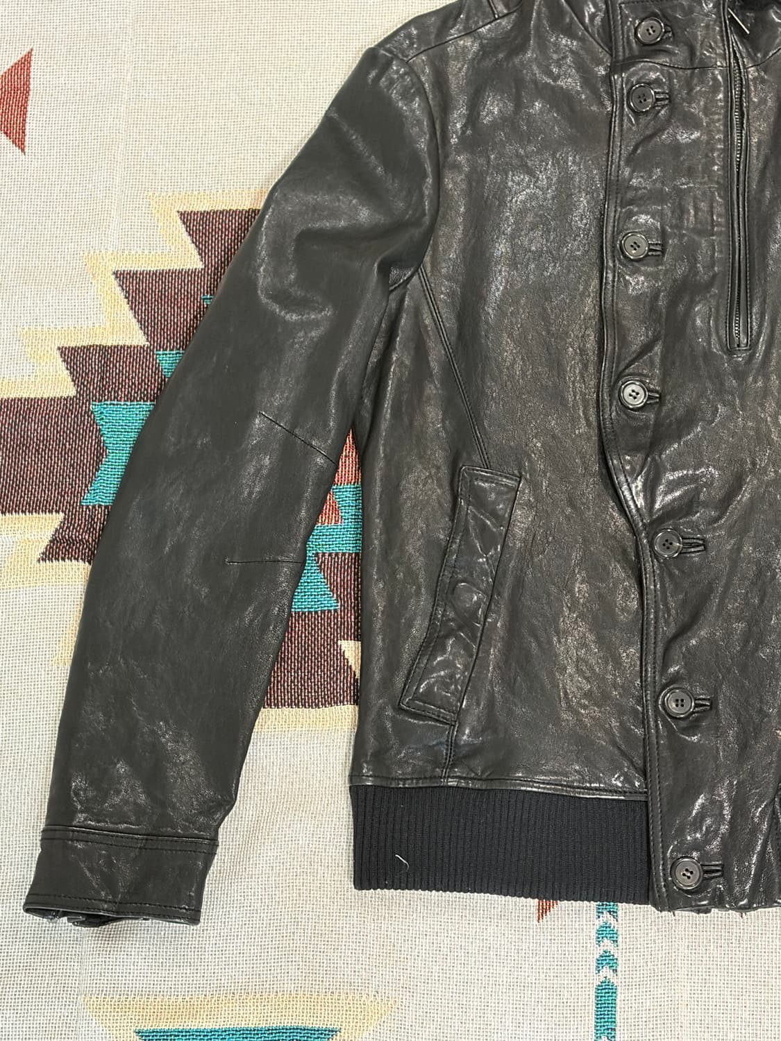 테이트 사선 아티잔 바이커 레더자켓 상품이미지3