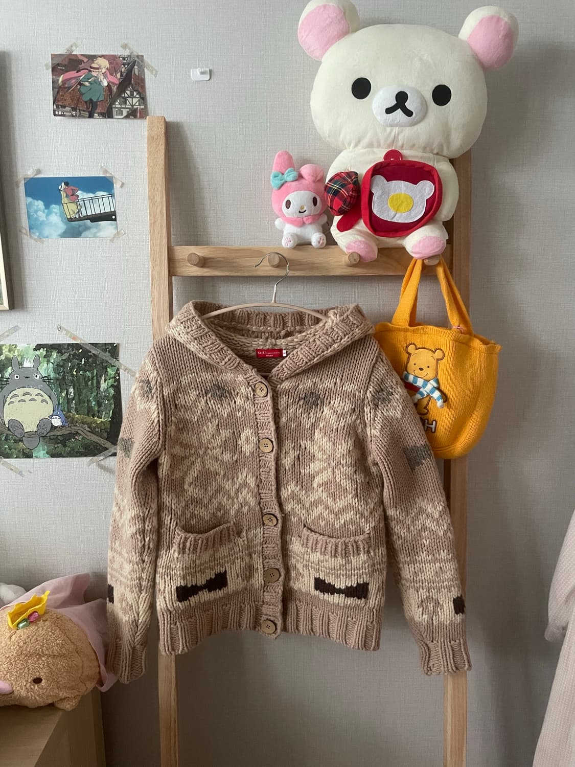 모리걸 리본 뜨개 베이지 니트 가디건🤎🎀 상품이미지1