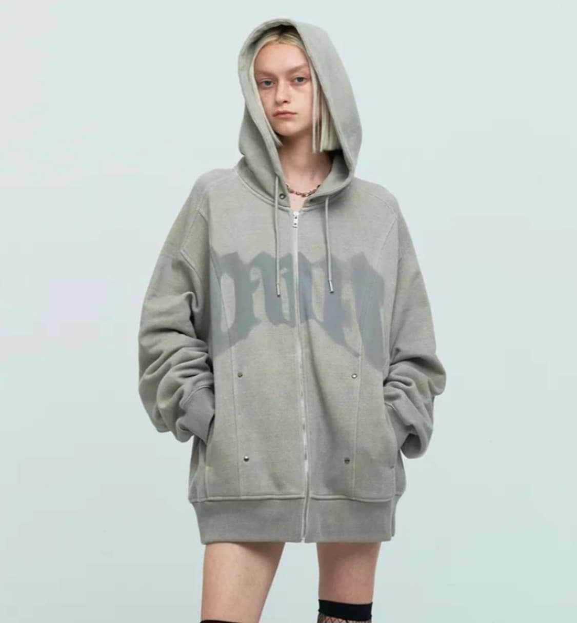 메아 스터드 프린팅 후드집업 3사이즈 상품이미지1