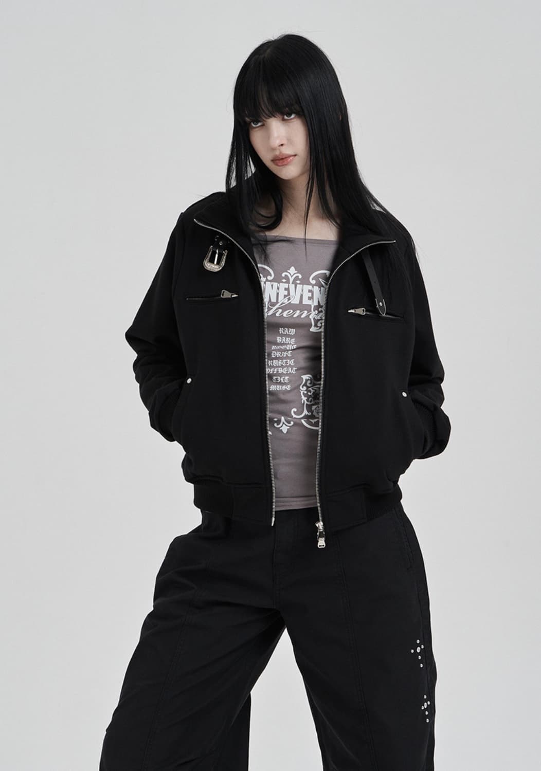 일리오 black highneck jersey blouson 하이넥블루종 상품이미지4