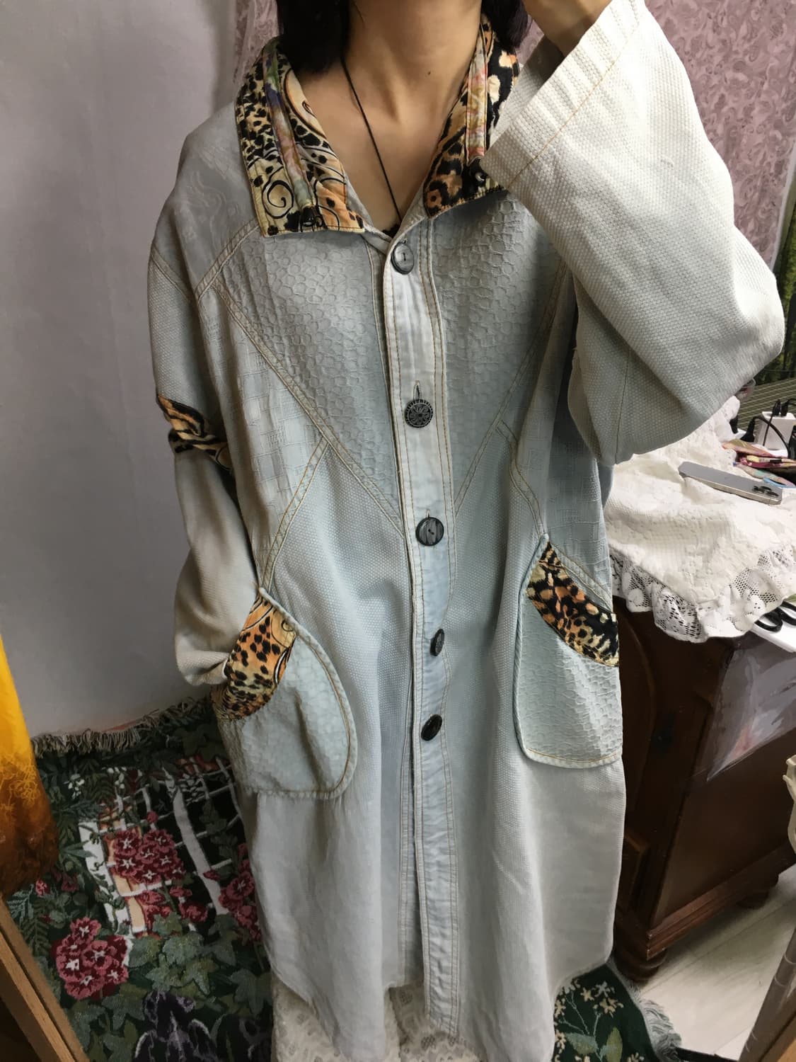 레오파드 포인트 데님 롱 코트 & 원피스 상품이미지7