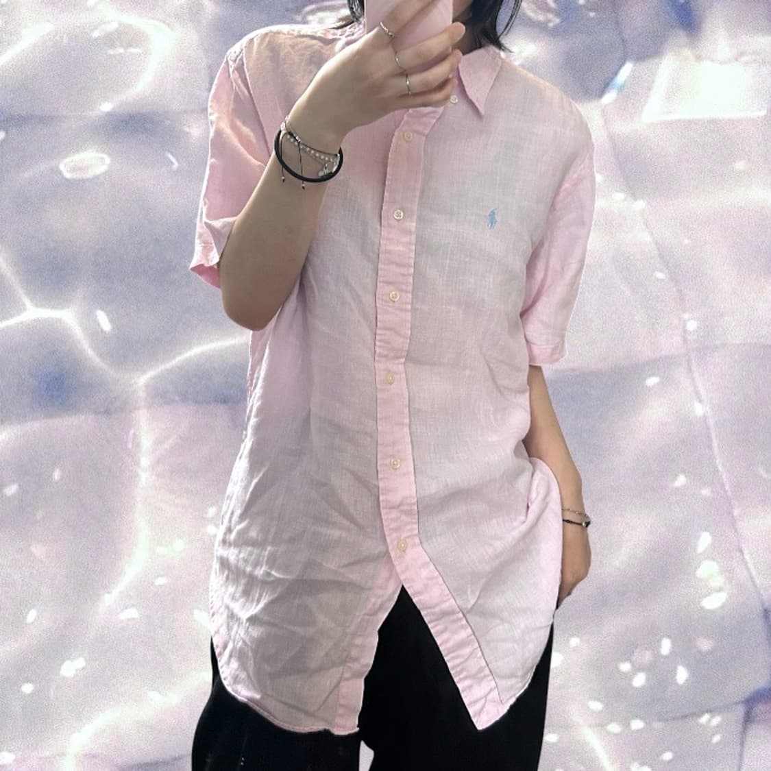 폴로 랄프로렌 린넨 반팔 셔츠 핑크 S  상품이미지2