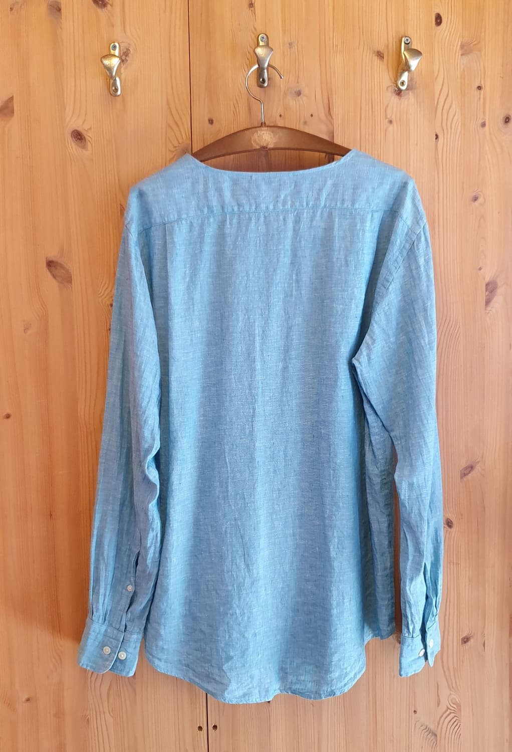 66.Uniqlo 린넨 브이넥셔츠(블루)  상품이미지2