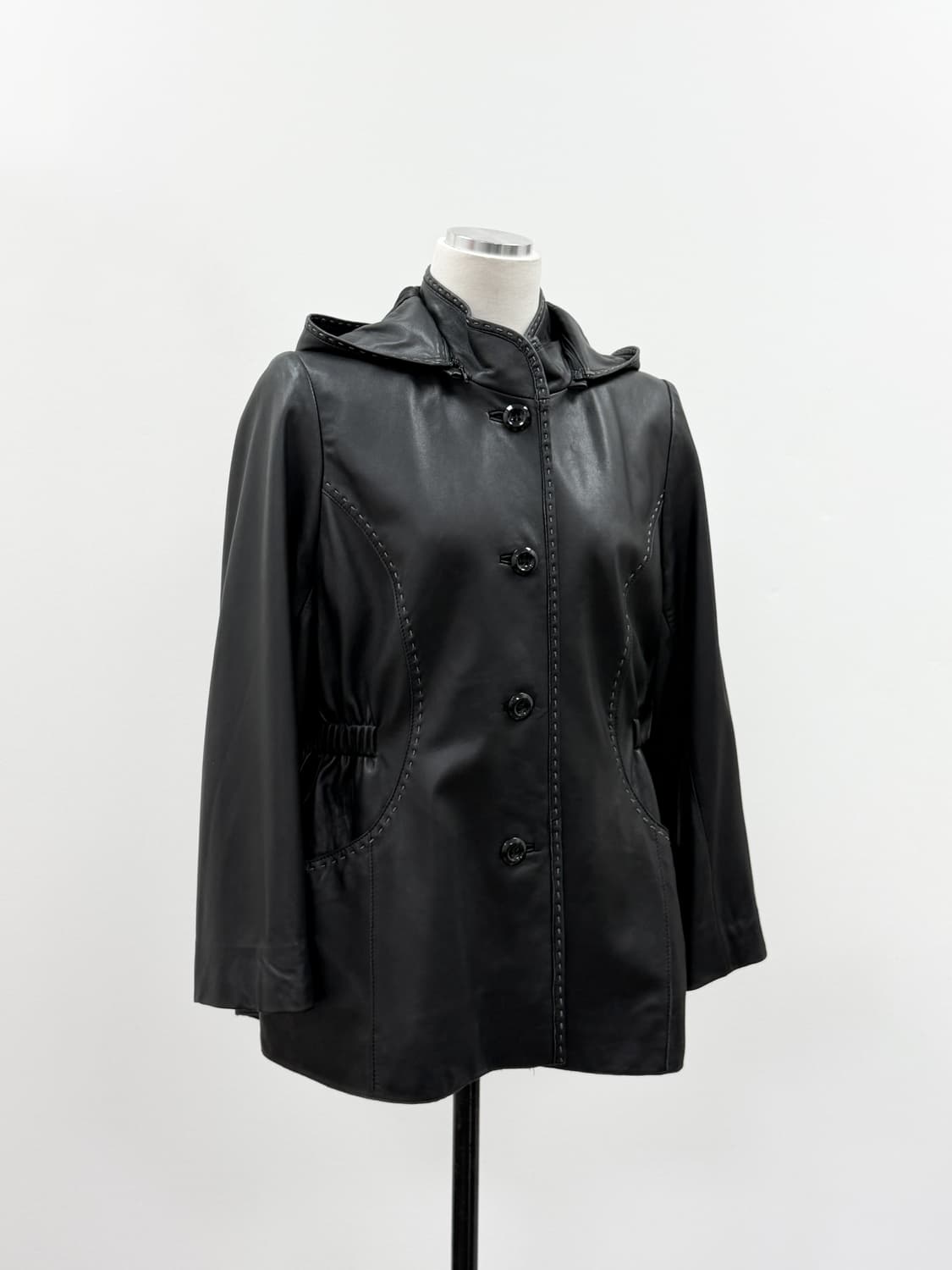 발망 후드 램스킨 레더 코트 상품이미지6